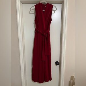 L'ATISTE Red Sleeveless V-Neck Jumpsuit